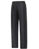 Lightweight nylon waterproof rain pants in black with an elastic waistband and a simple design. Features a logo.