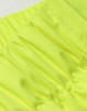 Bright yellow lightweight nylon waterproof rain pants with gathered elastic detail. The fabric appears smooth and durable.