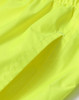 Bright yellow waterproof rain pants with an elastic waistband and side pockets. Featuring a smooth nylon texture.