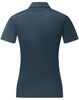 A navy short-sleeved polo shirt with a jacquard knit design and a discreet logo on the back.