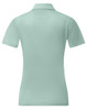 A light mint green ladies' sustainable Jacquard knit short-sleeve polo shirt, featuring a collar and a branding logo.