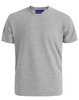A grey men's premium cotton short sleeve t-shirt with a crew neckline and a logo on the label.