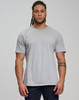 A grey men's premium cotton short sleeve T-shirt, featuring a simple design and a fitted silhouette.