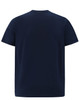 A navy blue men's premium cotton short sleeve tee shirt featuring a plain back design and a logo.