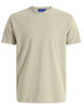 A light khaki men's premium cotton short-sleeve T-shirt with a simple design and a tag at the neckline.