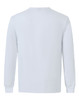 A plain long-sleeve tee shirt in light grey, featuring a crew neckline and a logo.
