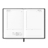 A black A5 diary with white, lined pages and a monthly calendar layout for March 2027.