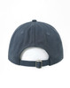 A dark blue cotton twill unstructured cap featuring a rear adjustable strap and a logo on the back.