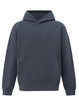 A unisex premium fleece oversized hoodie in a navy blue shade, featuring a hood and a front pocket.