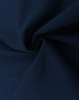 Dark navy cotton blend fabric with a smooth texture and subtle sheen, featuring a spiral fold.