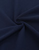 A fabric swatch in navy blue, showcasing a smooth, textured cotton/poly pique weave.