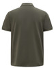 A men's short-sleeve polo shirt in a deep olive green colour, featuring a collar and a logo on the back.