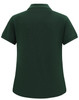 A green ladies' classic cotton/poly pique short sleeve polo with a collar and a logo.