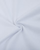A close-up of white cotton/poly pique fabric, featuring a smooth, textured surface with a spiral twist.