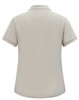 A beige ladies' short-sleeve polo shirt with a collar and logo detail on the back.