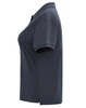 A navy blue ladies' classic cotton/poly pique short-sleeved polo shirt with a collar and a logo.