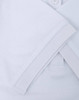 A white ladies' ultrafine cotton pique polo with rolled sleeves and a folded collar, featuring a logo.