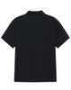 A black men's polo shirt featuring a classic collar and short sleeves, with a logo on the back.