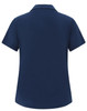 A navy blue ladies' polo shirt with short sleeves and a collar, featuring a discreet logo.