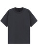 An oversized unisex tee in dark grey with a crew neck and short sleeves, featuring a logo.