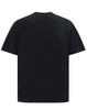 A black unisex heavy cotton oversized tee with a plain back and a simple design. It has a logo on the label.
