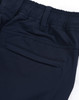 Navy blue flexi work pants featuring an elastic waistband and a rear pocket. Includes branding on the fabric.