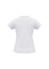 A grey women's short sleeve tee featuring a fitted design and a logo at the back.