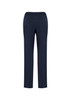 A pair of navy blue women's ultra comfort waist pants with an elastic waistband, featuring a simple design and no embellishments.