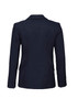 A navy longline jacket with a tailored fit and button details on the sleeves, featuring a smooth back design.