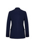 A navy women's longline jacket featuring a tailored back design and a single vent. The jacket has branding details.