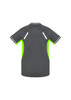 A short sleeve tee in grey with neon green accents and reflective detailing, featuring a logo.
