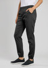A pair of black jogger pants with an elastic waistband and pockets, designed for women's chefwear.
