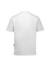 A white short-sleeved jacket featuring a simple design and a logo on the side.