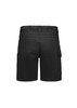 Women’s black essential stretch cargo shorts with multiple pockets and a fitted design. Features a logo.