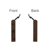 A vintage-style bookmark in a brown leather finish, featuring a decorative print and a leather tie at the top.