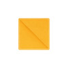 A yellow PU bookmark with a stitched border, featuring a triangular fold. It has a simple design and a smooth finish.