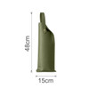 A drink bottle bag in olive green PU leather, featuring a handle and dimensions of 48 cm by 15 cm.