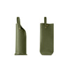 A wine bag made of elegant green PU leather, featuring a minimalist design and two handles for carrying.