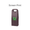 A drink bottle bag in dark brown, designed to hold two wine bottles, featuring a handle and a logo.
