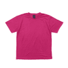 A pink short-sleeved tee with a tag inside and no visible branding on the exterior.