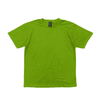 A bright green short-sleeved T-shirt with a label and a plain design.