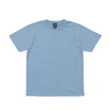 A light blue short-sleeved T-shirt with a logo on the neckline.