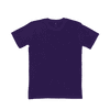 A purple T-shirt with a plain design and a crew neck, featuring a logo on the label.