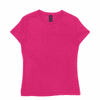 A pink women's essential tee with a fitted design and short sleeves, featuring a logo.