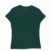 A dark green women's essential tee with a classic round neckline and short sleeves. Features a logo.