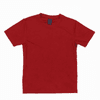 A red youth core tee with a crew neckline and short sleeves. The shirt features a tag inside.