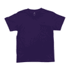 A purple youth T-shirt featuring a classic crew neck design and short sleeves, with a logo on the tag.