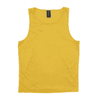 A yellow sleeveless singlet with a branded label at the neckline.