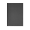 A black leather refillable journal with stitching details and a simple cover design. It features a branding logo.