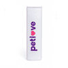 A white lint remover with a logo featuring the words "petlove" in purple and a heart icon.